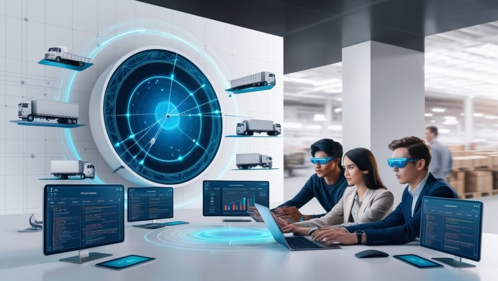 concept art showing AI powered system in demand forecasting in supply chain